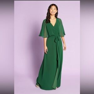 NWT ModCloth Wrapped in Rapture   Green V-Neck Maxi Dress with Tie Waist